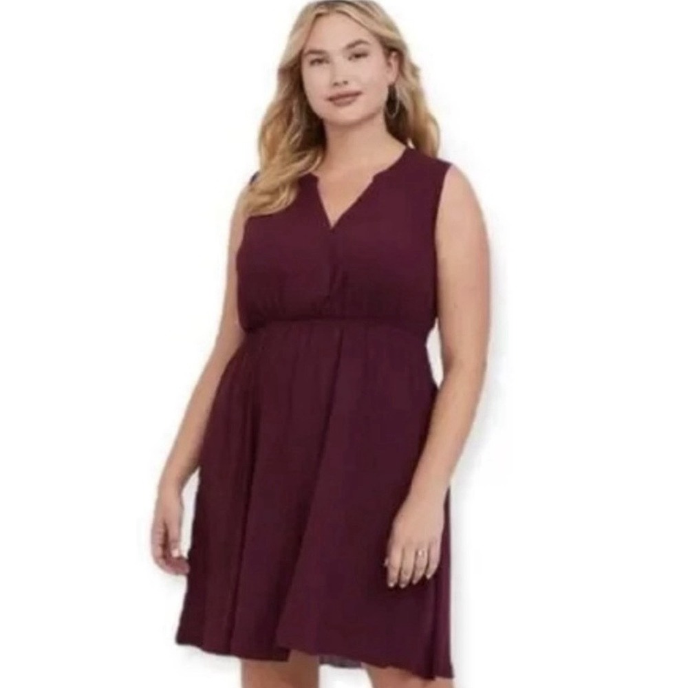 Torrid Harper Shirt Dress Burgundy Sleeveless Blouse Pockets Plus Size 5 5X